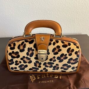 Pratesi leather doctor bag leopard pony hair